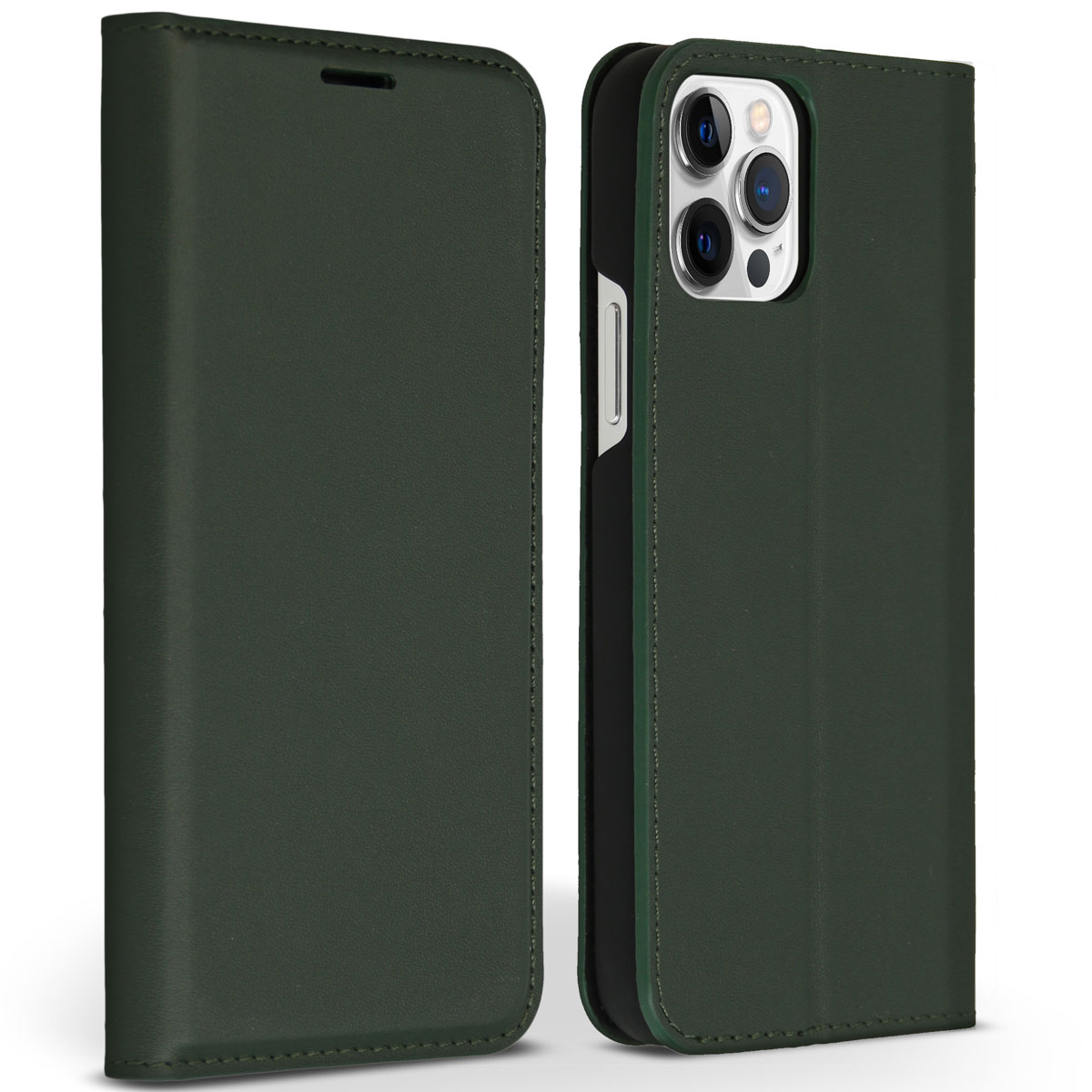 Accezz Premium Leather Slim Bookcase Apple iPhone 12 (Pro) – Groen