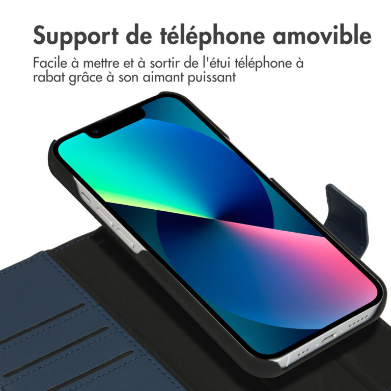 Accezz Premium Leather 2 in 1 Wallet Bookcase Apple iPhone 13 Mini - Donkerblauw - Afbeelding 7