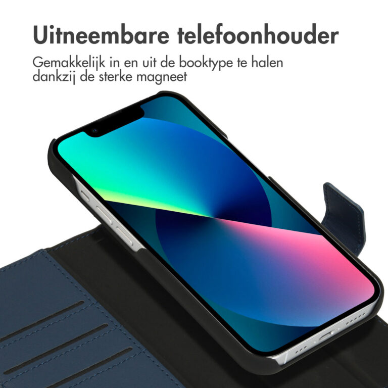 Accezz Premium Leather 2 in 1 Wallet Bookcase Apple iPhone 13 Mini - Donkerblauw - Afbeelding 4