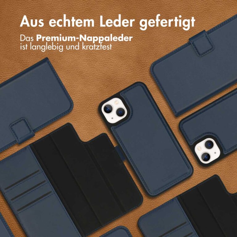 Accezz Premium Leather 2 in 1 Wallet Bookcase Apple iPhone 13 Mini - Donkerblauw - Afbeelding 8
