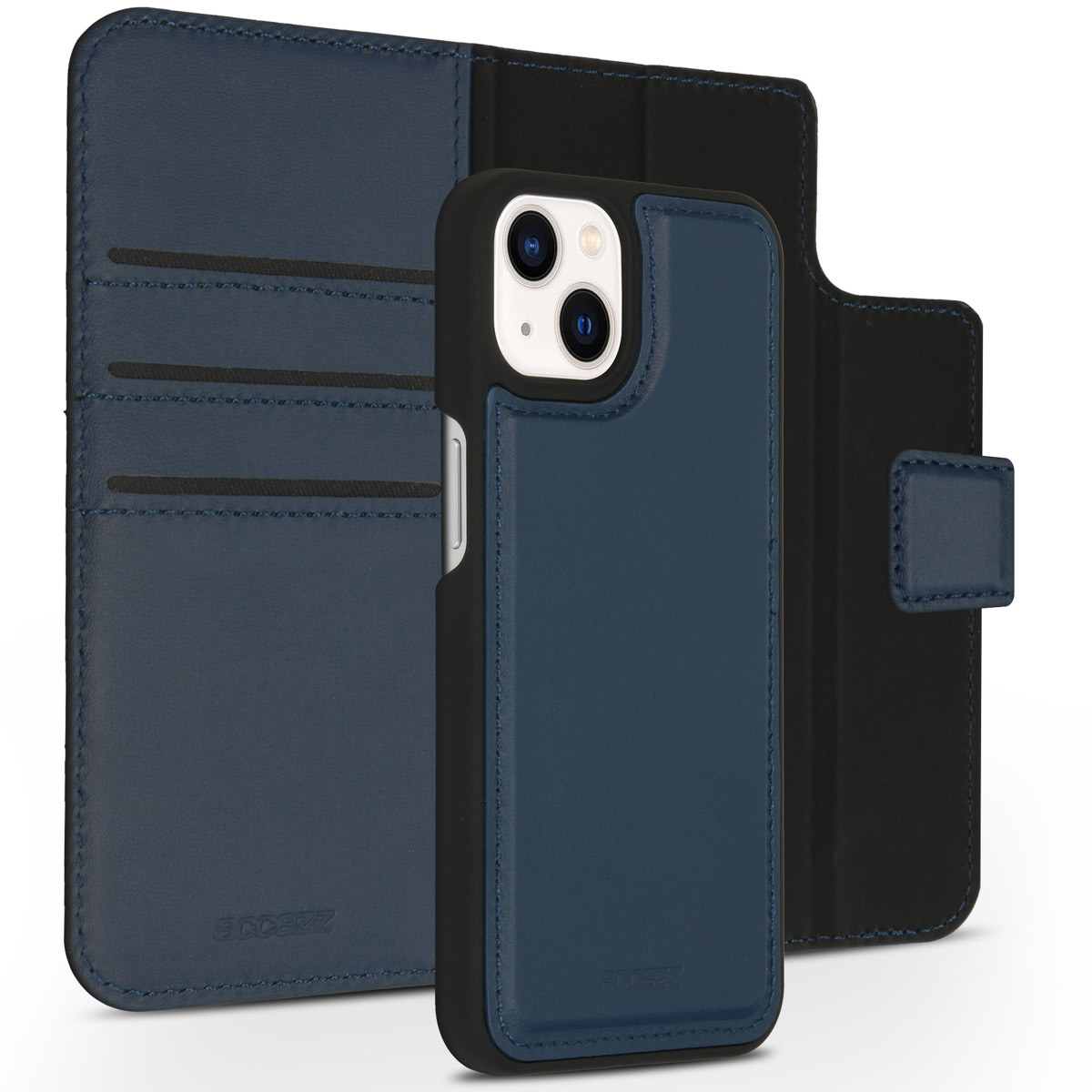 Accezz Premium Leather 2 in 1 Wallet Bookcase Apple iPhone 13 Mini – Donkerblauw
