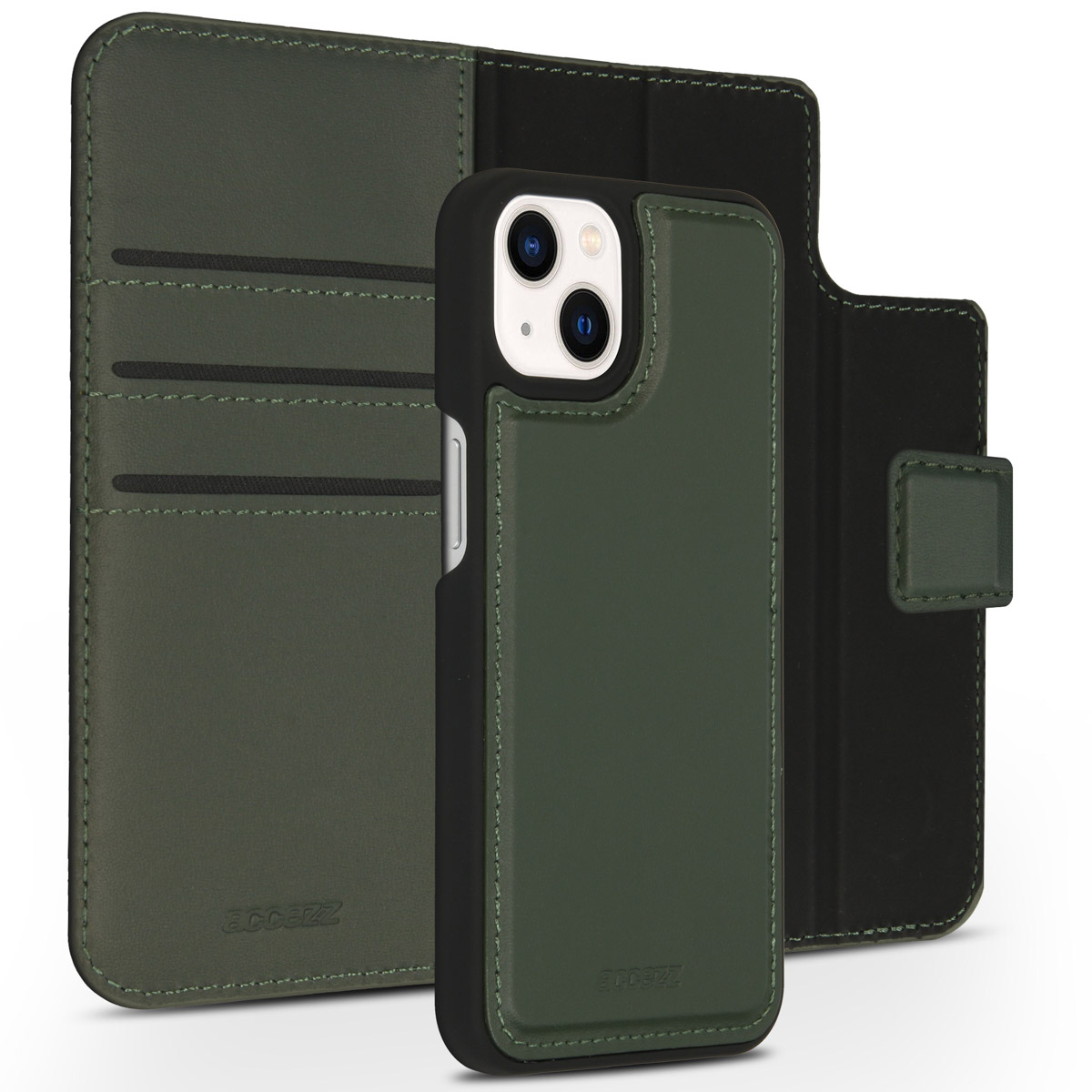 Accezz Premium Leather 2 in 1 Wallet Bookcase Apple iPhone 13 Mini – Groen