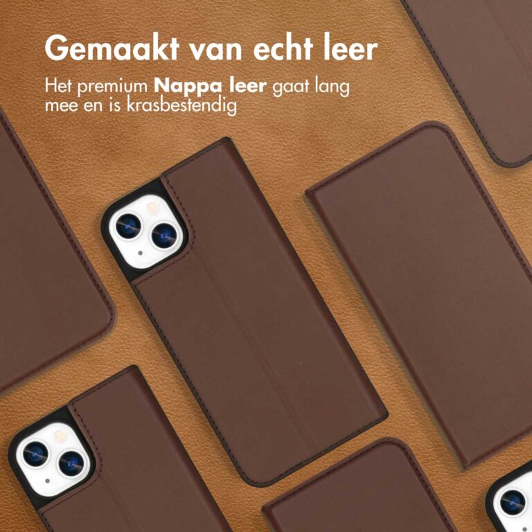 Accezz Premium Leather Slim Bookcase Apple iPhone 13 - Bruin - Afbeelding 6