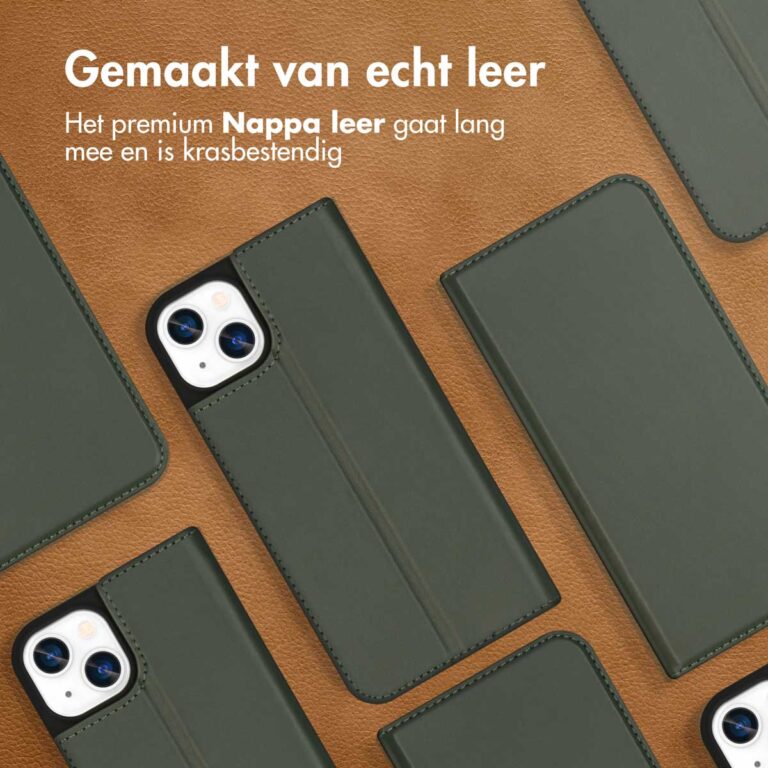 Accezz Premium Leather Slim Bookcase Apple iPhone 13 - Groen - Afbeelding 6