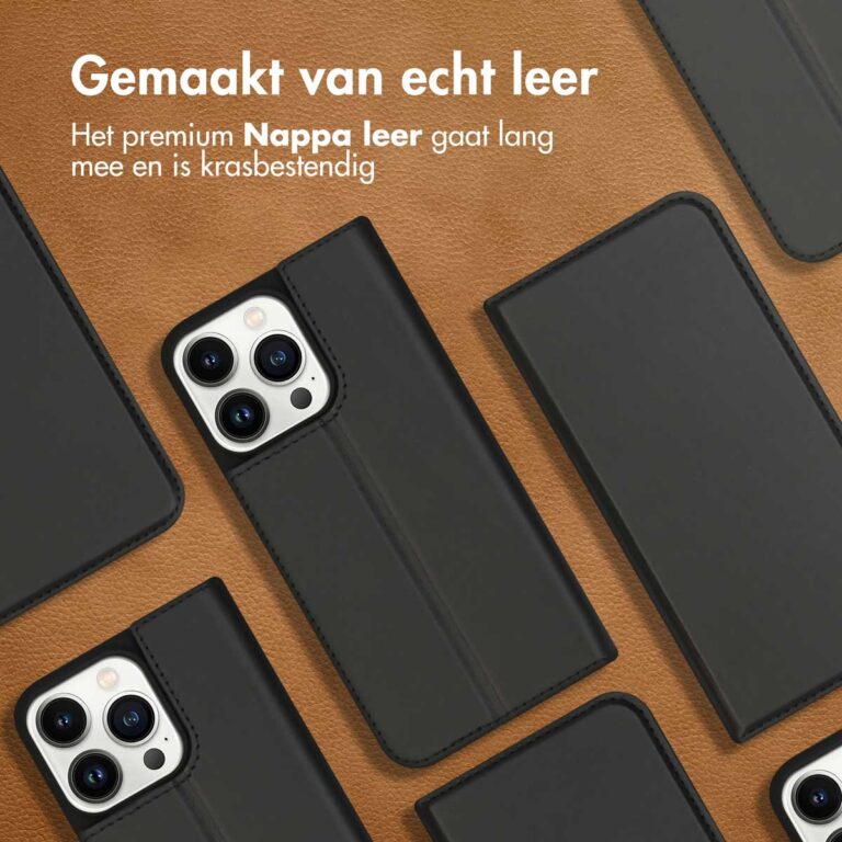 Accezz Premium Leather Slim Bookcase Apple iPhone 13 Pro - Zwart - Afbeelding 6