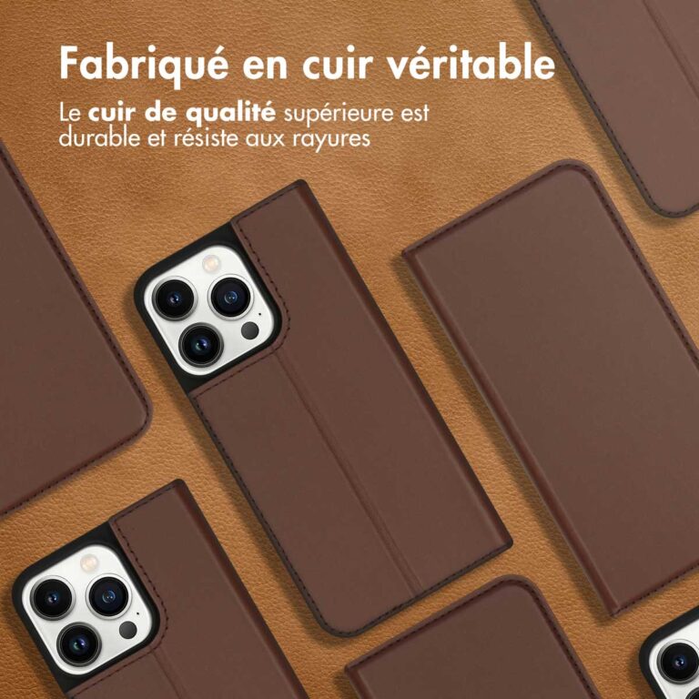 Accezz Premium Leather Slim Bookcase Apple iPhone 13 Pro - Bruin - Afbeelding 9