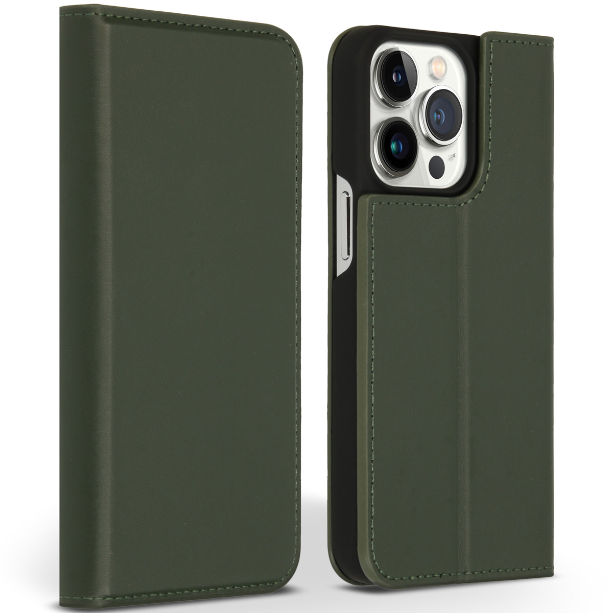Accezz Premium Leather Slim Bookcase Apple iPhone 13 Pro - Groen - Afbeelding 5