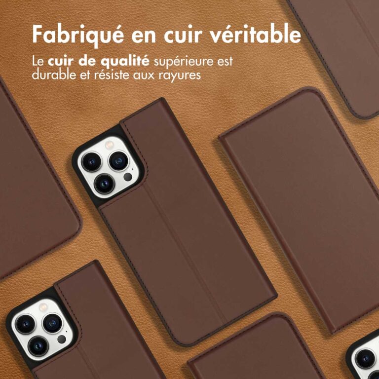 Accezz Premium Leather Slim Bookcase Apple iPhone 13 Pro Max - Bruin - Afbeelding 9