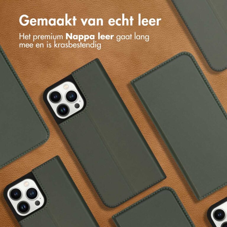 Accezz Premium Leather Slim Bookcase Apple iPhone 13 Pro Max - Groen - Afbeelding 6