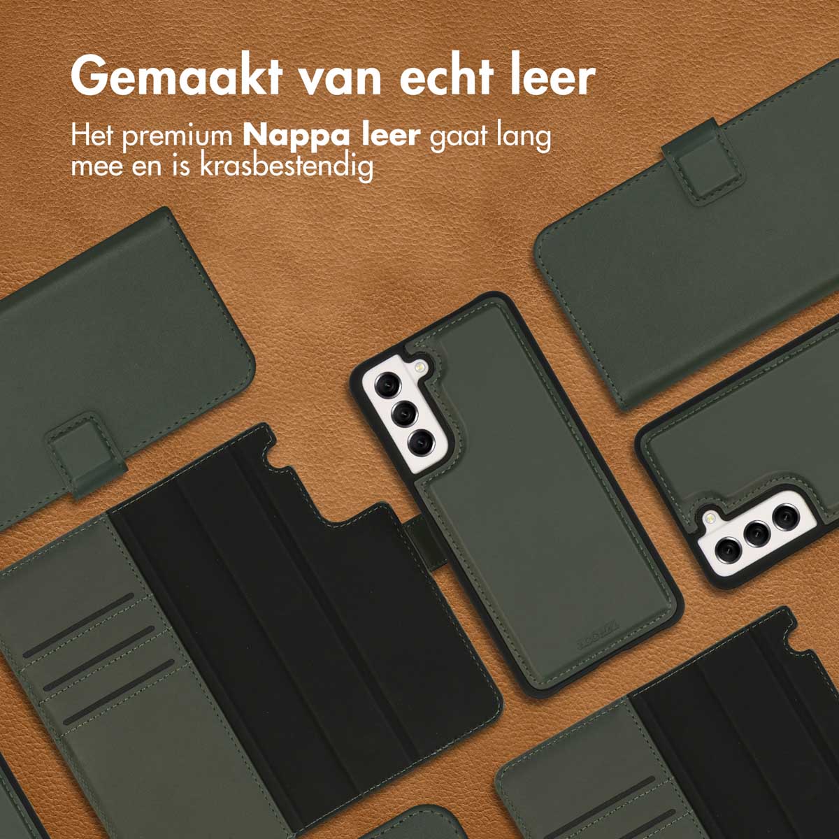 Accezz Premium Leather 2 in 1 Wallet Bookcase Samsung Galaxy S21 FE - Groen - Afbeelding 4