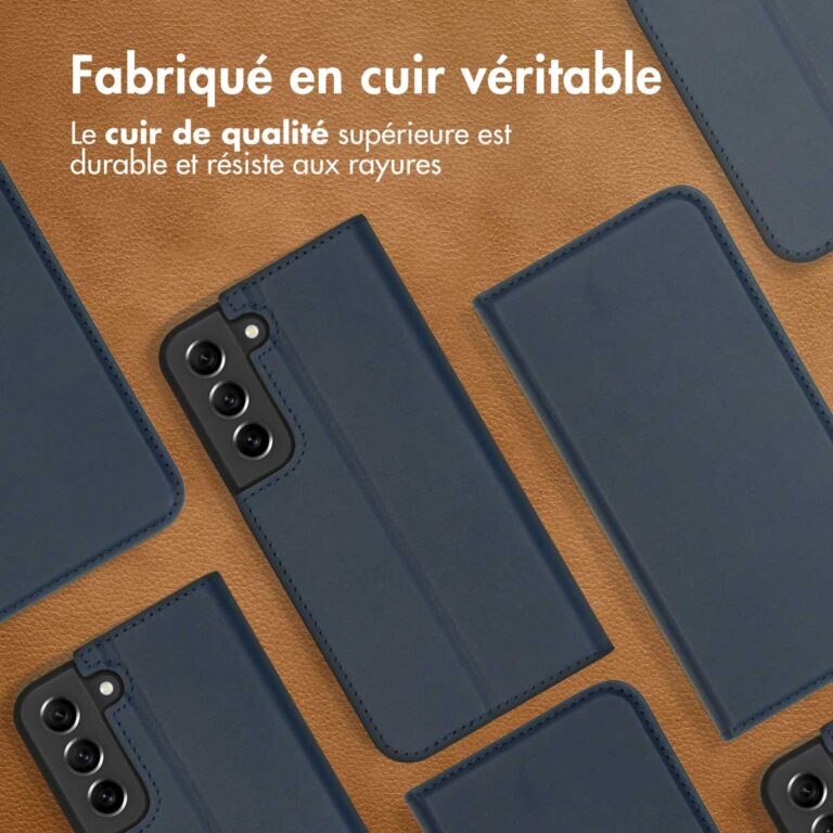 Accezz Premium Leather Slim Bookcase Samsung Galaxy S22 - Donkerblauw - Afbeelding 9