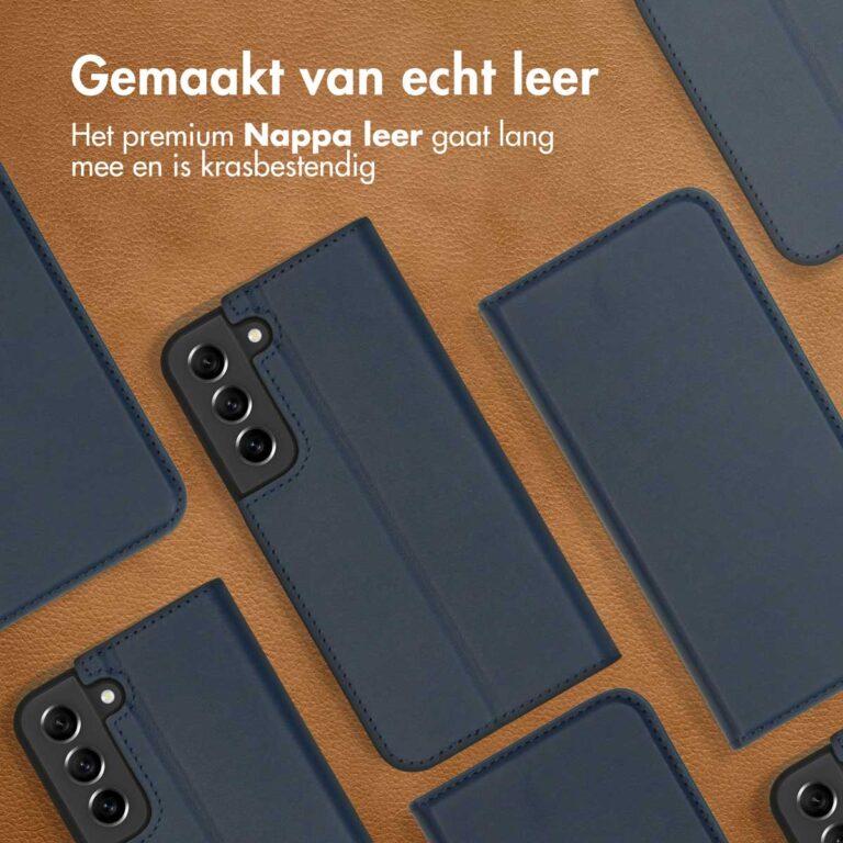 Accezz Premium Leather Slim Bookcase Samsung Galaxy S22 - Donkerblauw - Afbeelding 6