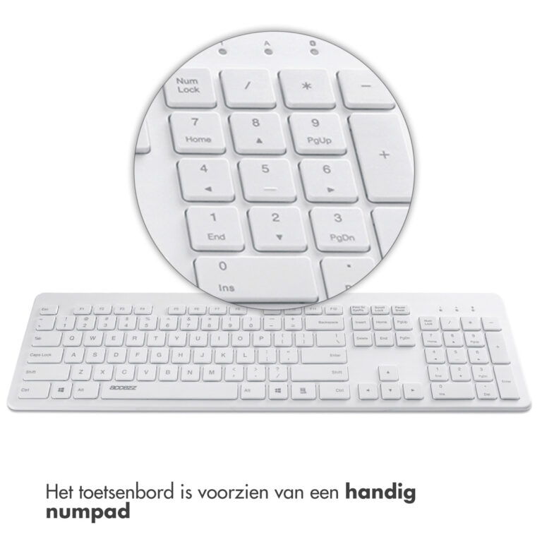 Accezz Premium Desktop QWERTY Bluetooth Keyboard - Wit - Afbeelding 4