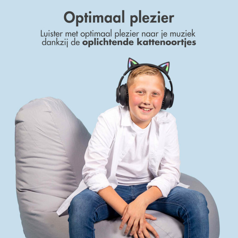 imoshion Draadloze Kinderkoptelefoon LED Light Cat Ear - Met AUX kabel - Zwart - Afbeelding 3