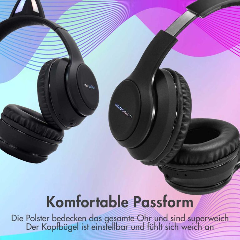 imoshion Draadloze Kinderkoptelefoon LED Light Cat Ear - Met AUX kabel - Zwart - Afbeelding 10