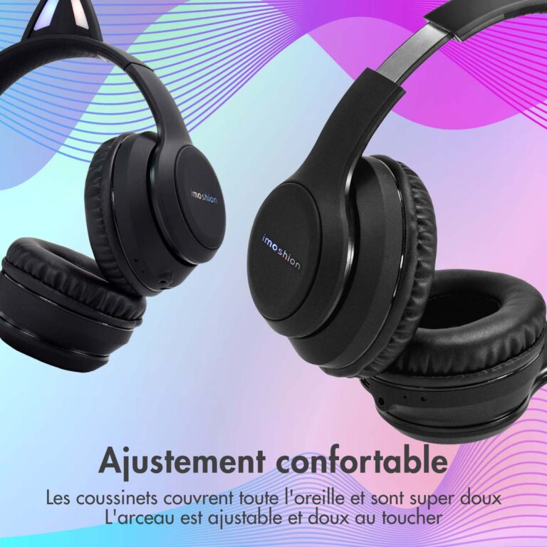 imoshion Draadloze Kinderkoptelefoon LED Light Cat Ear - Met AUX kabel - Zwart - Afbeelding 6