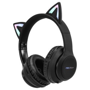 imoshion Draadloze Kinderkoptelefoon LED Light Cat Ear - Decibelbegrenzer - Met AUX kabel - Zwart
