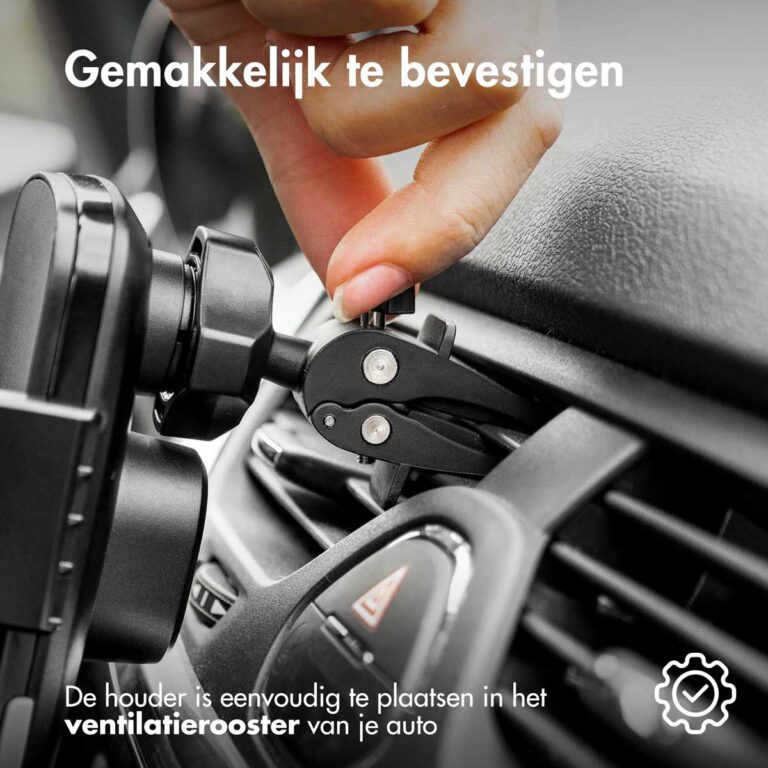 Accezz Telefoonhouder auto - Draadloze oplader - Ventilatierooster - Zwart - Afbeelding 6