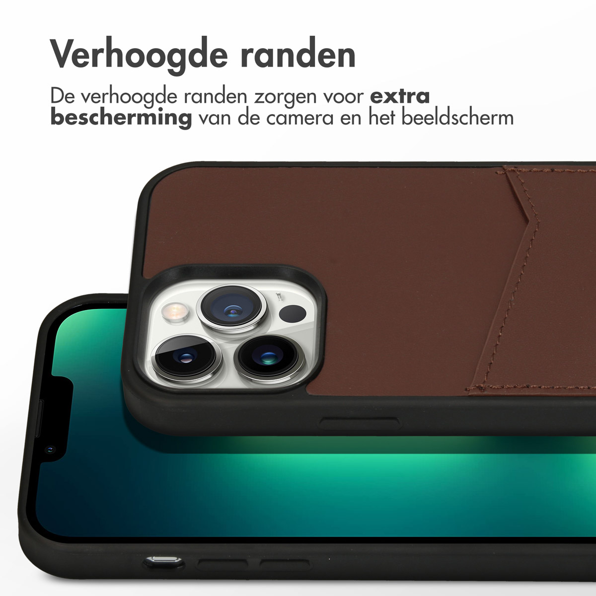 Accezz Premium Leather Card Slot Backcover Apple iPhone 13 Pro Max - Bruin - Afbeelding 9