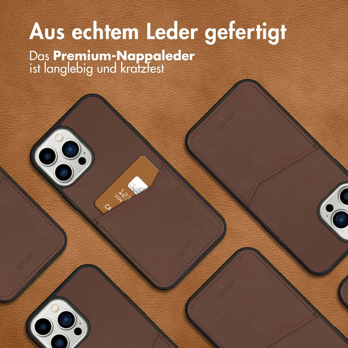 Accezz Premium Leather Card Slot Backcover Apple iPhone 13 Pro Max - Bruin - Afbeelding 6