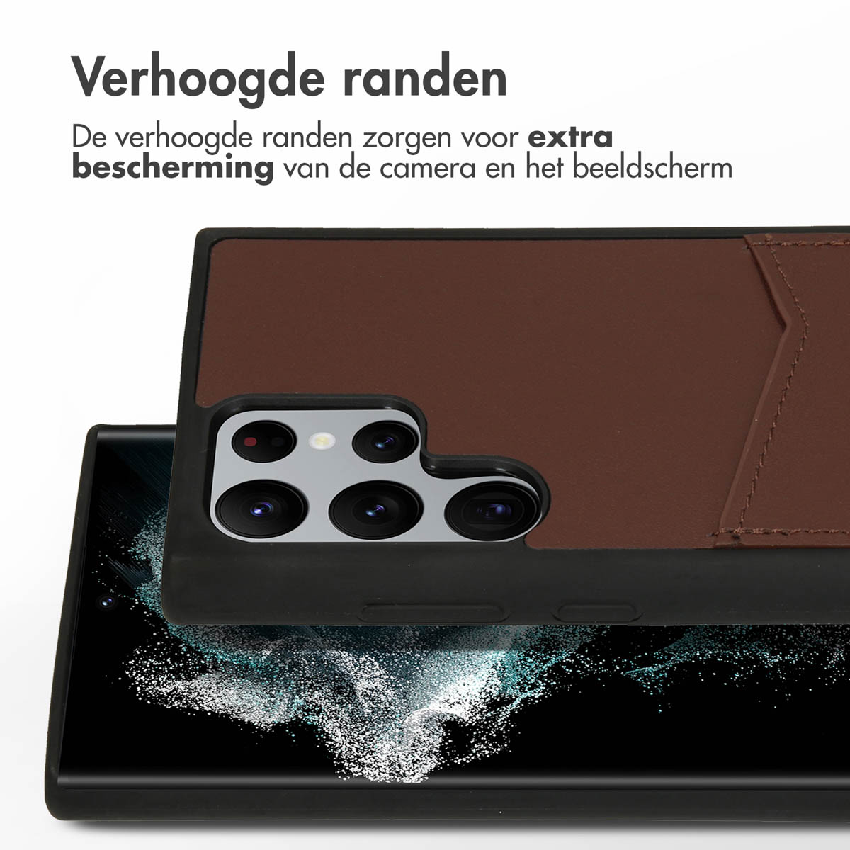 Accezz Premium Leather Card Slot Backcover Samsung Galaxy S22 Ultra - Bruin - Afbeelding 10