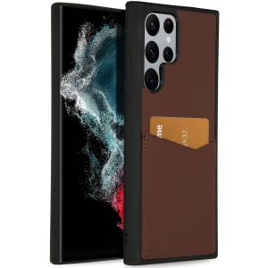 Accezz Premium Leather Card Slot Backcover Samsung Galaxy S22 Ultra - Bruin