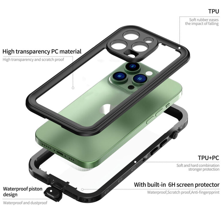 Redpepper Dot Plus Waterproof Backcover Apple iPhone 14 Pro - Zwart - Afbeelding 6