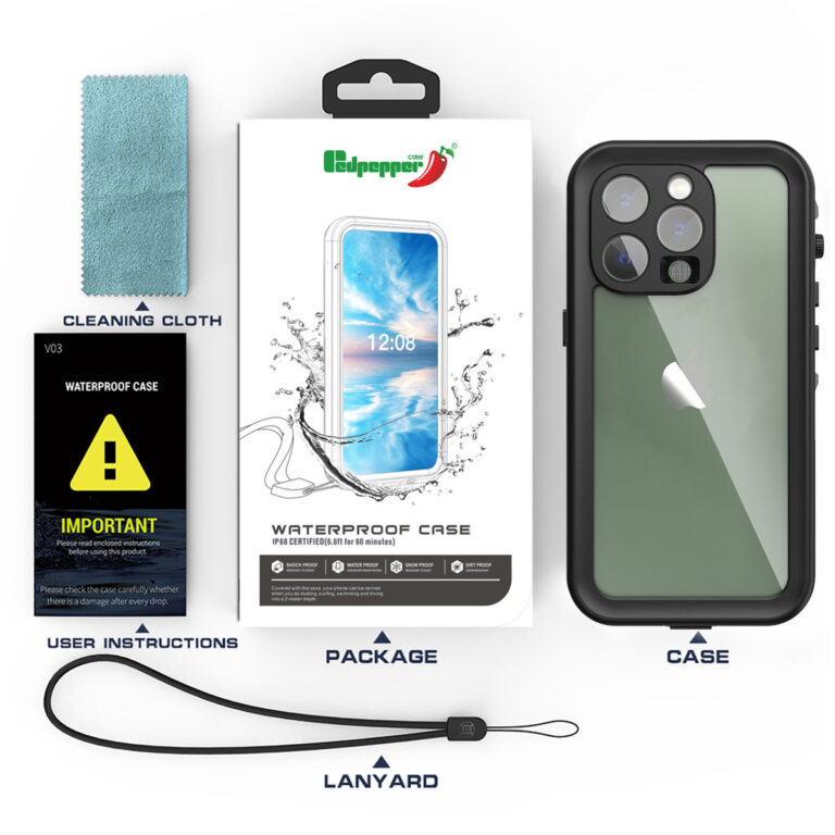 Redpepper Dot Plus Waterproof Backcover Apple iPhone 14 Pro - Zwart - Afbeelding 10