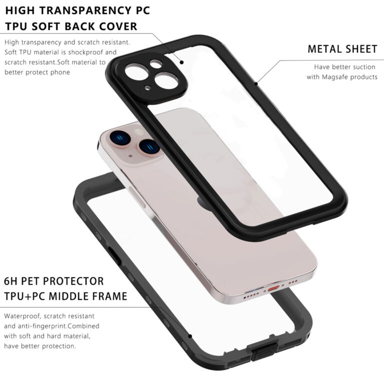 Redpepper Dot Plus Waterproof Backcover Apple iPhone 14 Plus - Zwart - Afbeelding 10