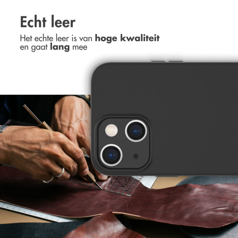 Accezz Leather Backcover met MagSafe Apple iPhone 14 Plus - Zwart - Afbeelding 8