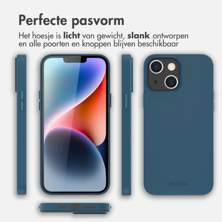 Accezz Leather Backcover met MagSafe Apple iPhone 14 Plus - Donkerblauw - Afbeelding 7