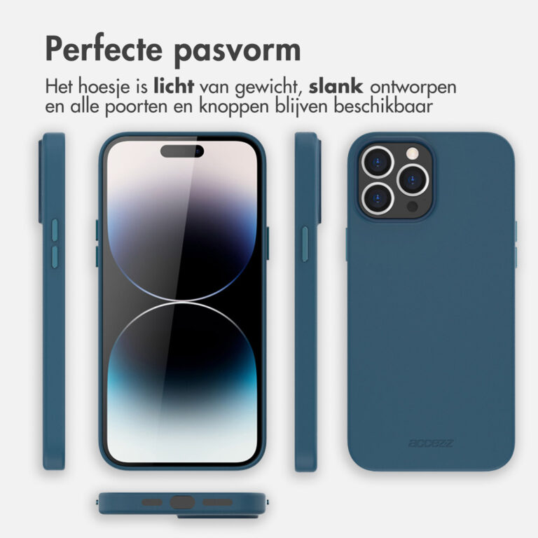 Accezz Leather Backcover met MagSafe Apple iPhone 14 Pro Max - Donkerblauw - Afbeelding 7