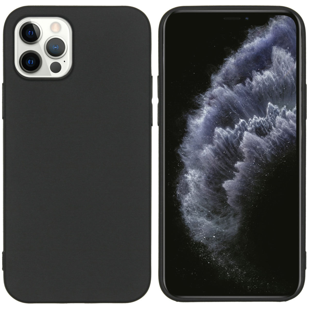 Accezz Color Backcover Apple iPhone 12 (Pro) – Zwart