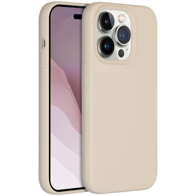 Accezz Liquid Silicone Backcover Apple iPhone 14 Pro - Stone - Afbeelding 4