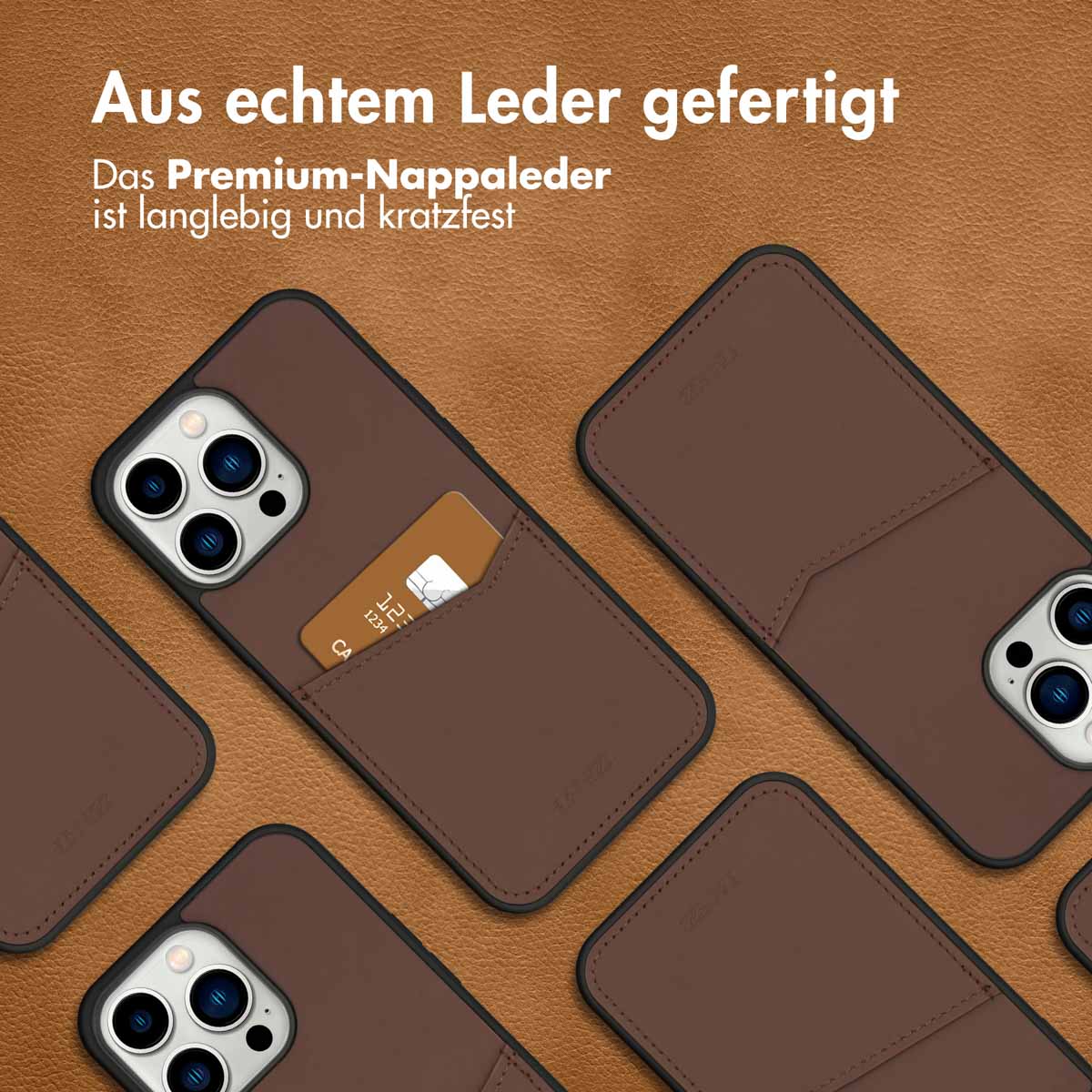 Accezz Premium Leather Card Slot Backcover Apple iPhone 14 Pro Max - Bruin - Afbeelding 6