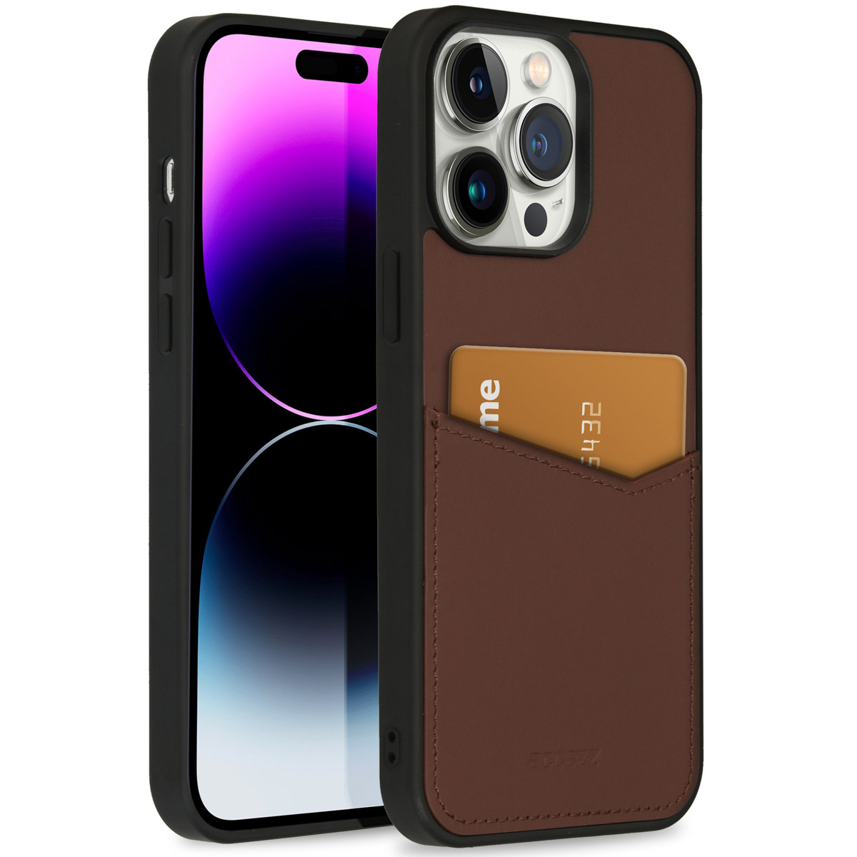 Accezz Premium Leather Card Slot Backcover Apple iPhone 14 Pro Max - Bruin - Afbeelding 3