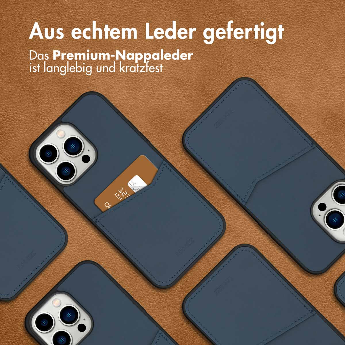 Accezz Premium Leather Card Slot Backcover Apple iPhone 14 Pro Max - Donkerblauw - Afbeelding 6