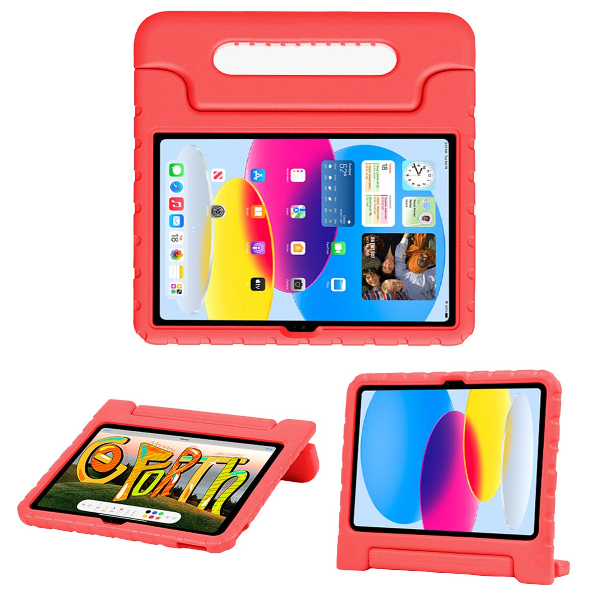 Accezz Kidsproof Backcover met handvat Apple iPad 11 (2025) 11 inch A16 / iPad 10 (2022) 10.9 inch - Rood - Afbeelding 3