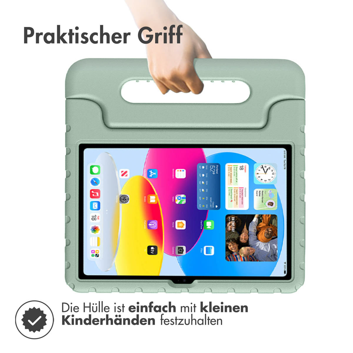 Accezz Kidsproof Backcover met handvat Apple iPad 11 (2025) 11 inch A16 / iPad 10 (2022) 10.9 inch - Olive Green - Afbeelding 7
