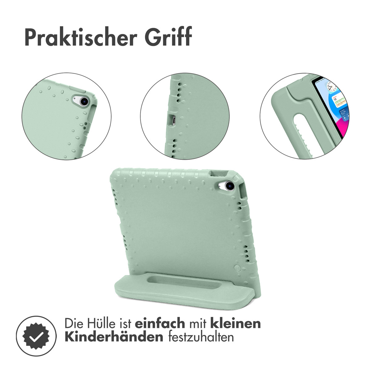 Accezz Kidsproof Backcover met handvat Apple iPad 11 (2025) 11 inch A16 / iPad 10 (2022) 10.9 inch - Olive Green - Afbeelding 10