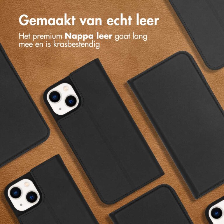 Accezz Premium Leather Slim Bookcase Apple iPhone 14 - Zwart - Afbeelding 6