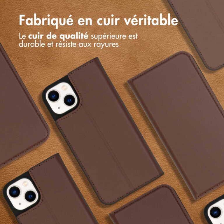 Accezz Premium Leather Slim Bookcase Apple iPhone 14 - Bruin - Afbeelding 10