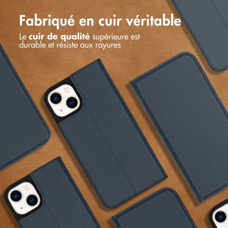 Accezz Premium Leather Slim Bookcase Apple iPhone 14 - Donkerblauw - Afbeelding 10