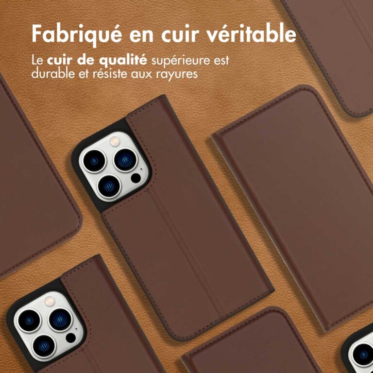 Accezz Premium Leather Slim Bookcase Apple iPhone 14 Pro - Bruin - Afbeelding 10