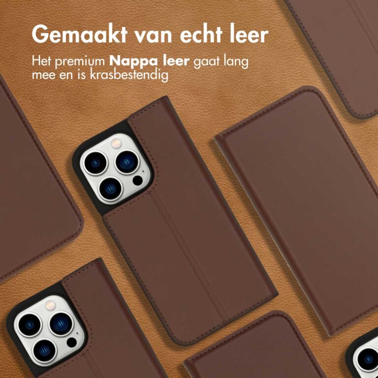 Accezz Premium Leather Slim Bookcase Apple iPhone 14 Pro - Bruin - Afbeelding 6