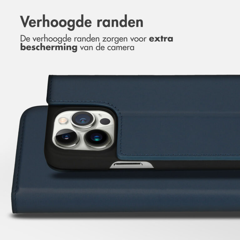Accezz Premium Leather Slim Bookcase Apple iPhone 14 Pro - Donkerblauw - Afbeelding 8
