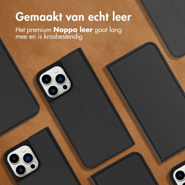 Accezz Premium Leather Slim Bookcase Apple iPhone 14 Pro Max - Zwart - Afbeelding 6