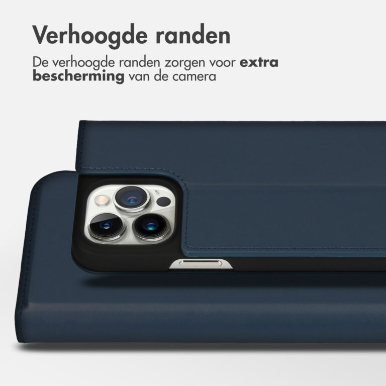Accezz Premium Leather Slim Bookcase Apple iPhone 14 Pro Max - Donkerblauw - Afbeelding 8