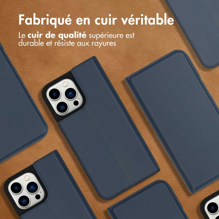 Accezz Premium Leather Slim Bookcase Apple iPhone 14 Pro Max - Donkerblauw - Afbeelding 10