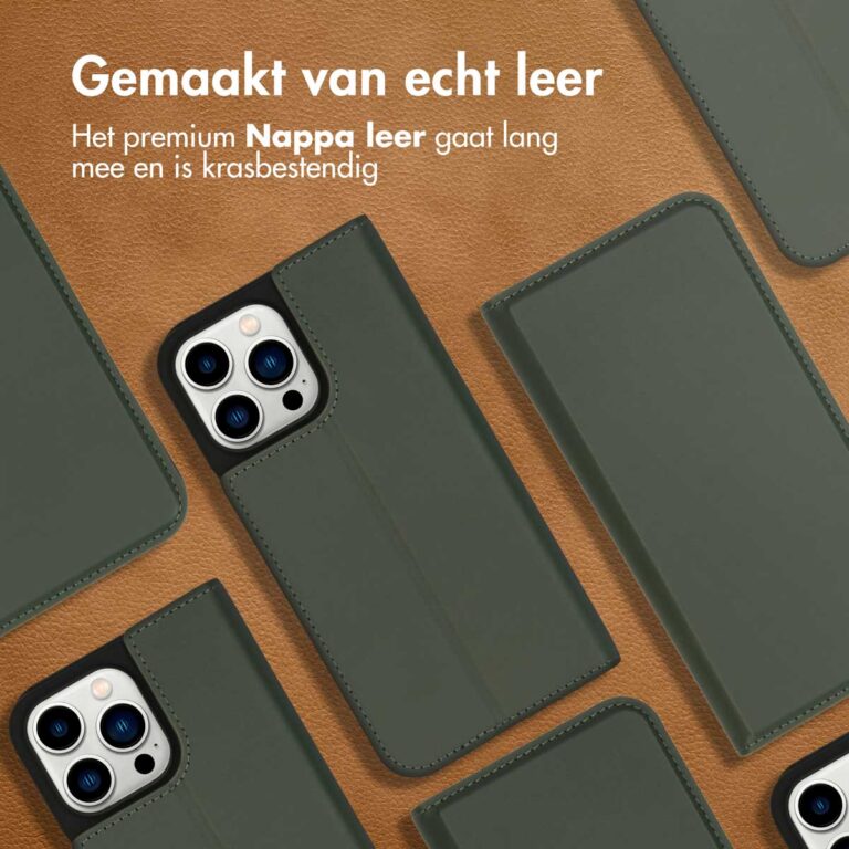 Accezz Premium Leather Slim Bookcase Apple iPhone 14 Pro Max - Groen - Afbeelding 6